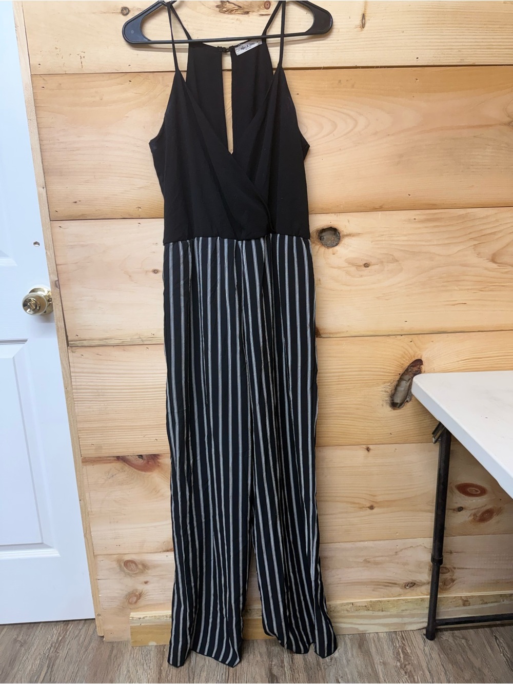 Black Striped Wide-Leg Jumpsuit